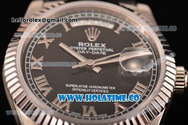 Rolex Day-Date Asia 2813/Swiss ETA 2836/Clone Rolex 3135 Automatic Steel Case with Roman Numeral Markers and Black Dial (BP) - Click Image to Close